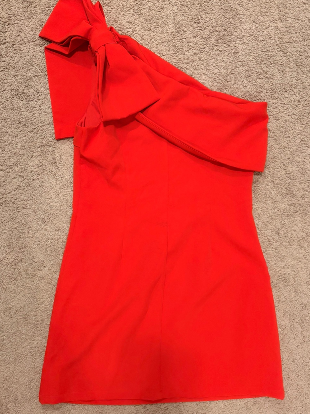 TCEC One-Shoulder Red Mini Dress with Shoulder Bow